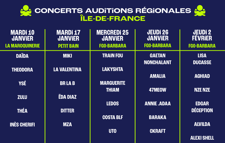 Le line-up des Concerts des Auditions Régionales Île-de-France est dévoilé !